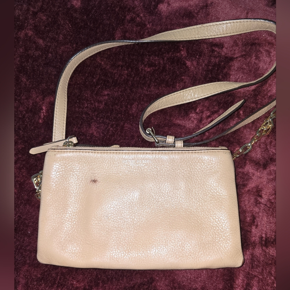 Henri Bendel Double Zip Pebbled Leather Crossbody- Needs Touch Up